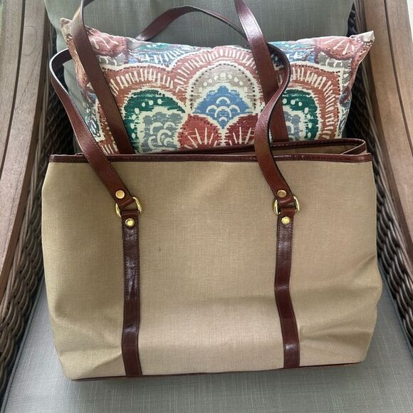 Oroton Australia Canvas & Leather Tote Bag - Picture 6 of 9